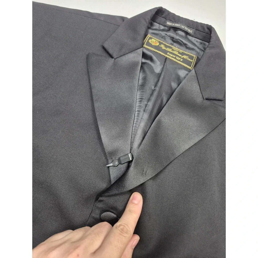 Loro Piana Lubiam Suit Jacket Mens 40 Short Black Wool Super 120s Tuxedo Formal